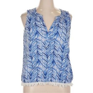 Lilly Pulitzer Kipper Top Lapis Blue Costa Verde Tank Size XL 100% Cotton